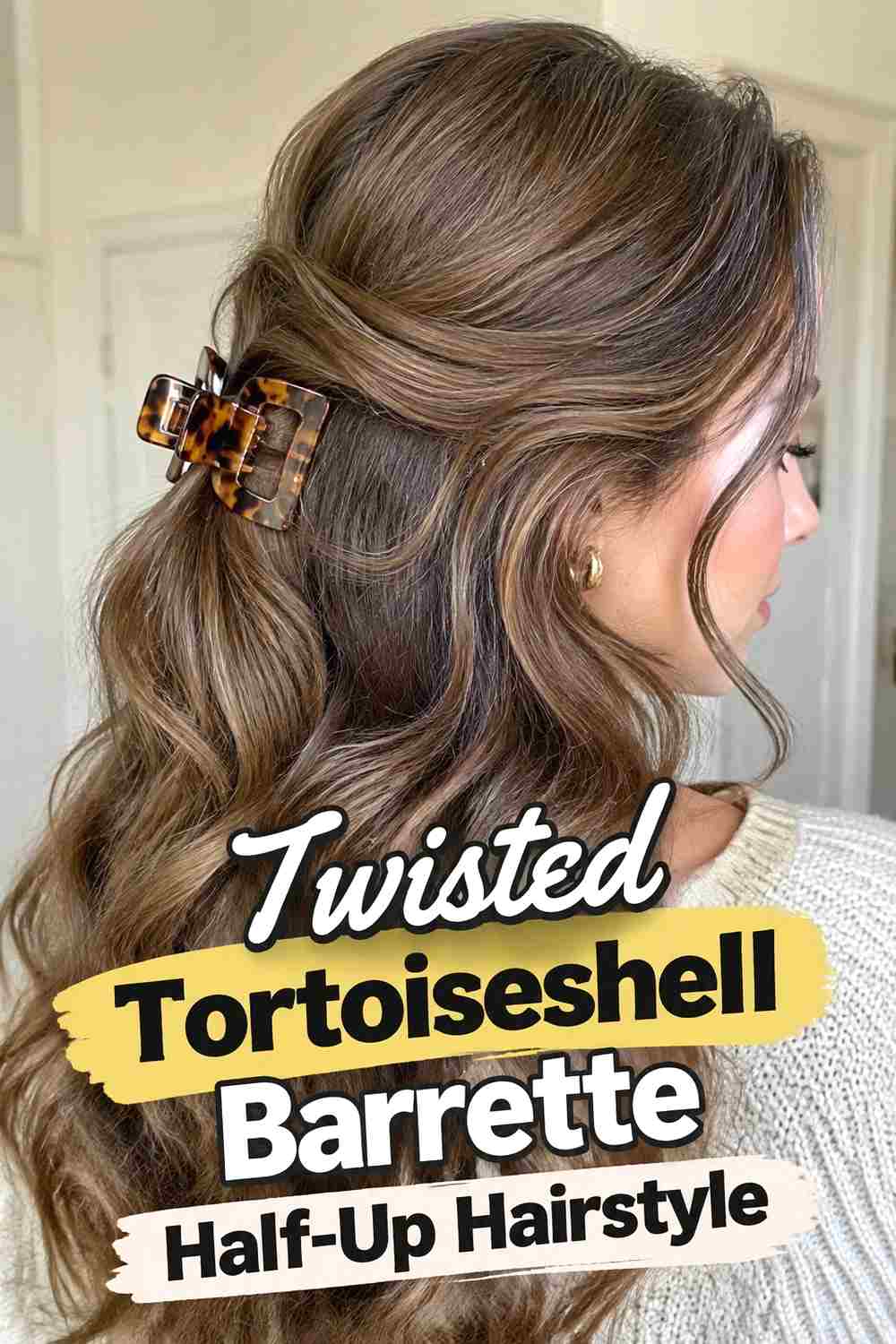 5. Twisted Tortoiseshell Barrette Half Up Hairstyle