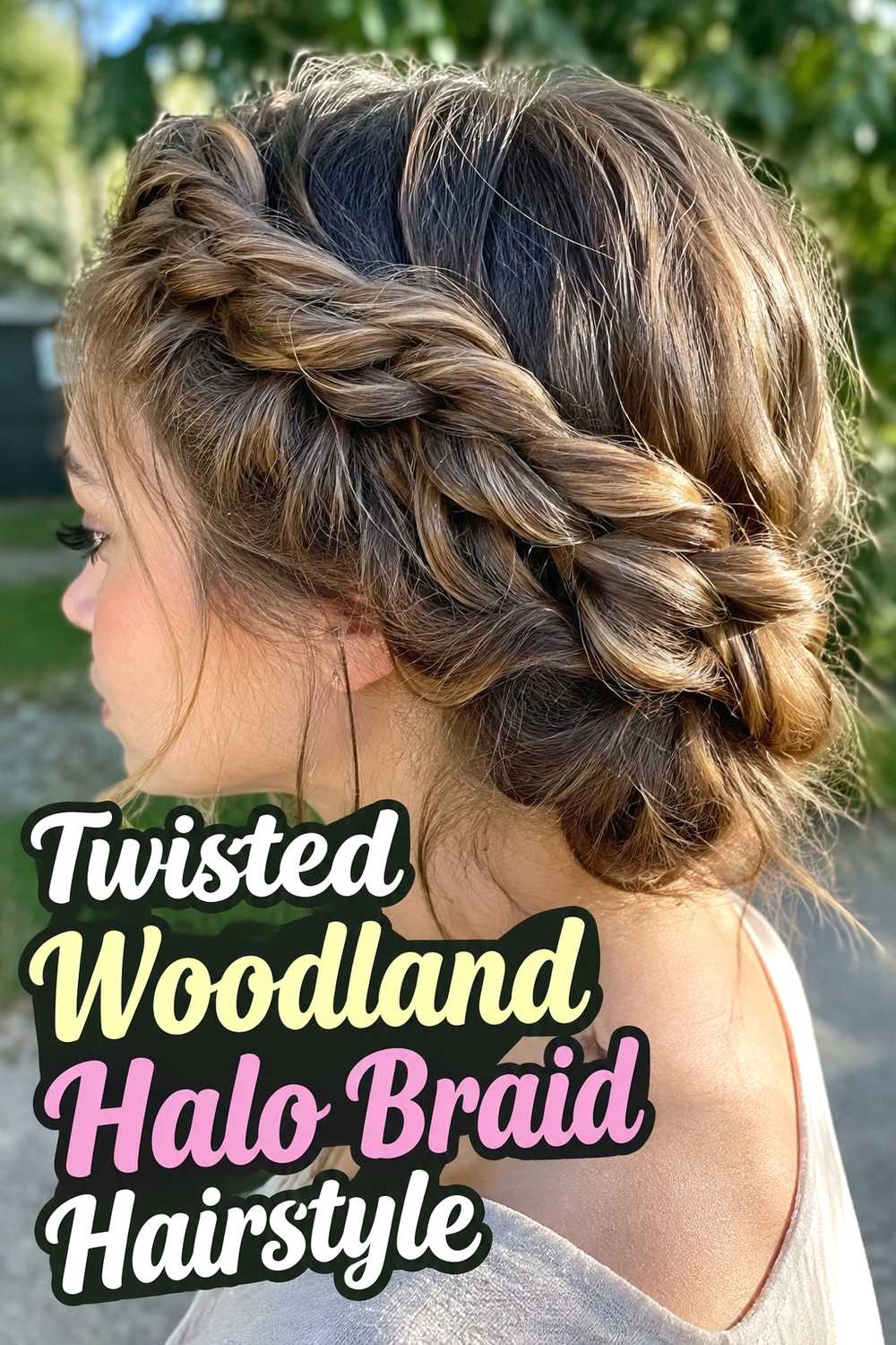 6. Twisted Woodland Halo Braid Hairstyle