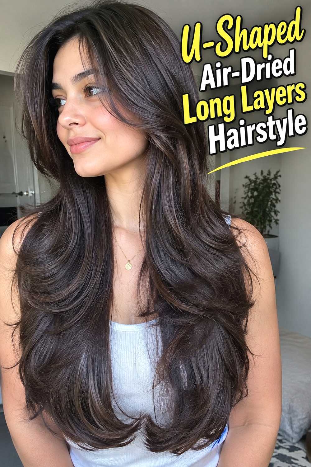 15. U Shaped Air Dried Long Layers Hairstyle