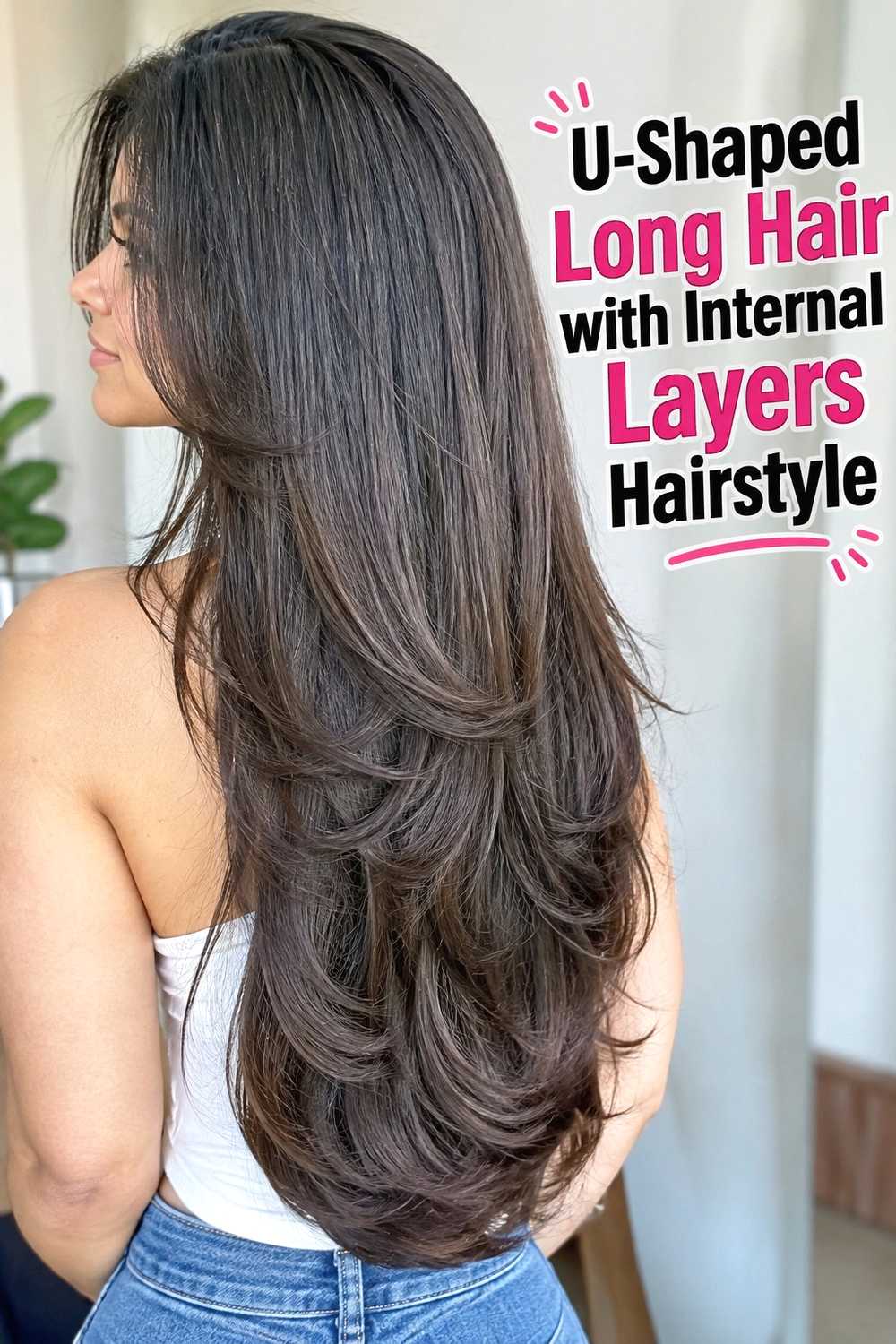 15. U Shaped Long Hair With Internal Layers Hairstyle