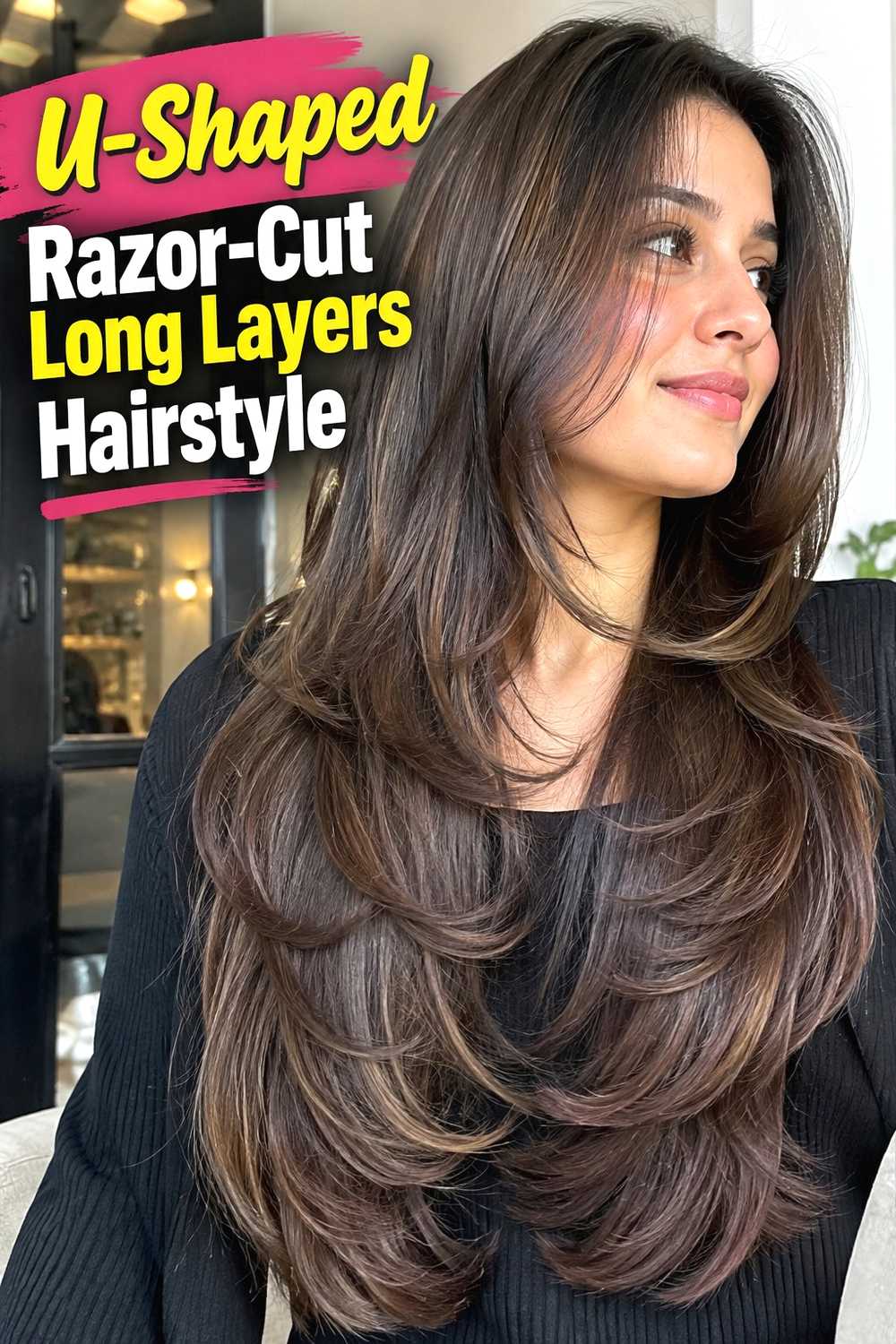 13. U Shaped Razor Cut Long Layers Hairstyle