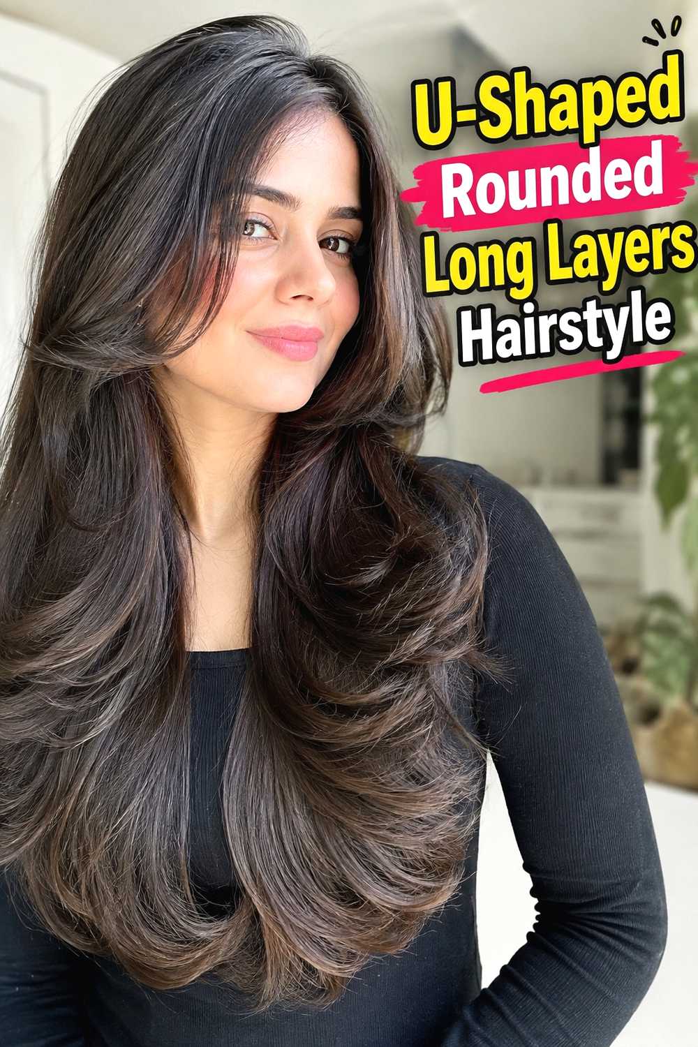 13. U Shaped Rounded Long Layers Hairstyle