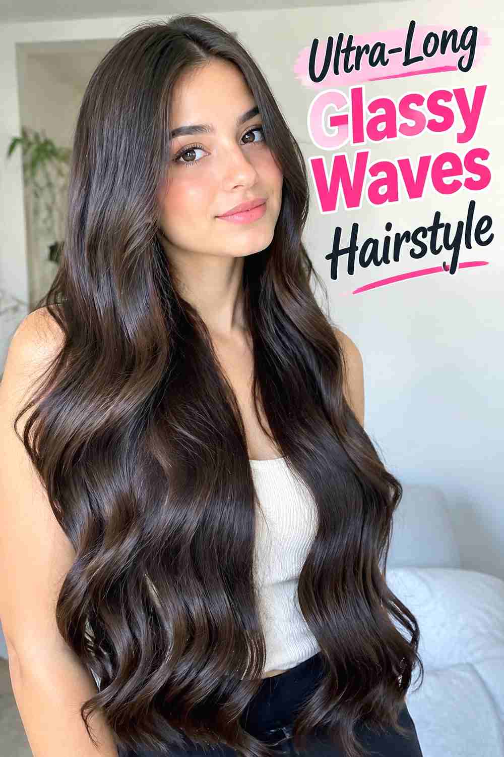 20. Ultra Long Glassy Waves Hairstyle