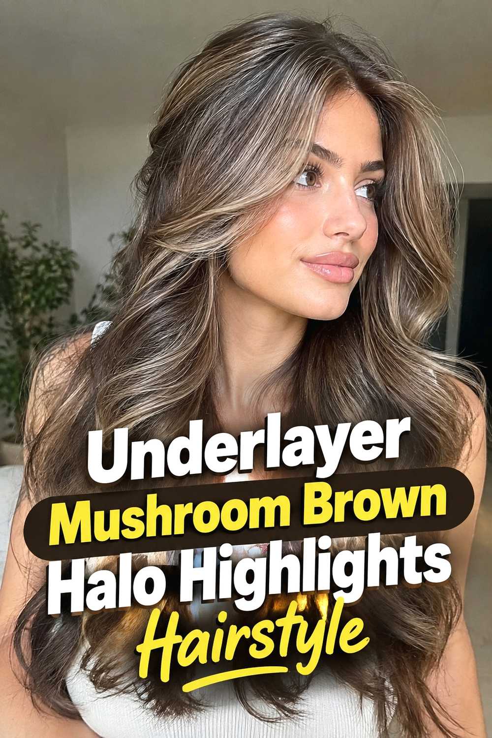 13. Underlayer Mushroom Brown Halo Highlights Hairstyle