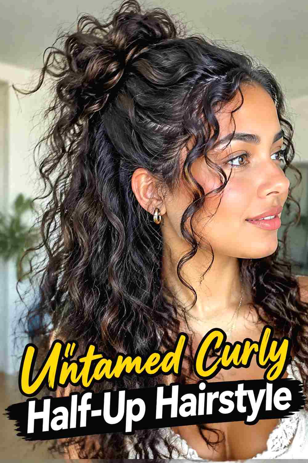 17. Untamed Curly Half Up Hairstyle