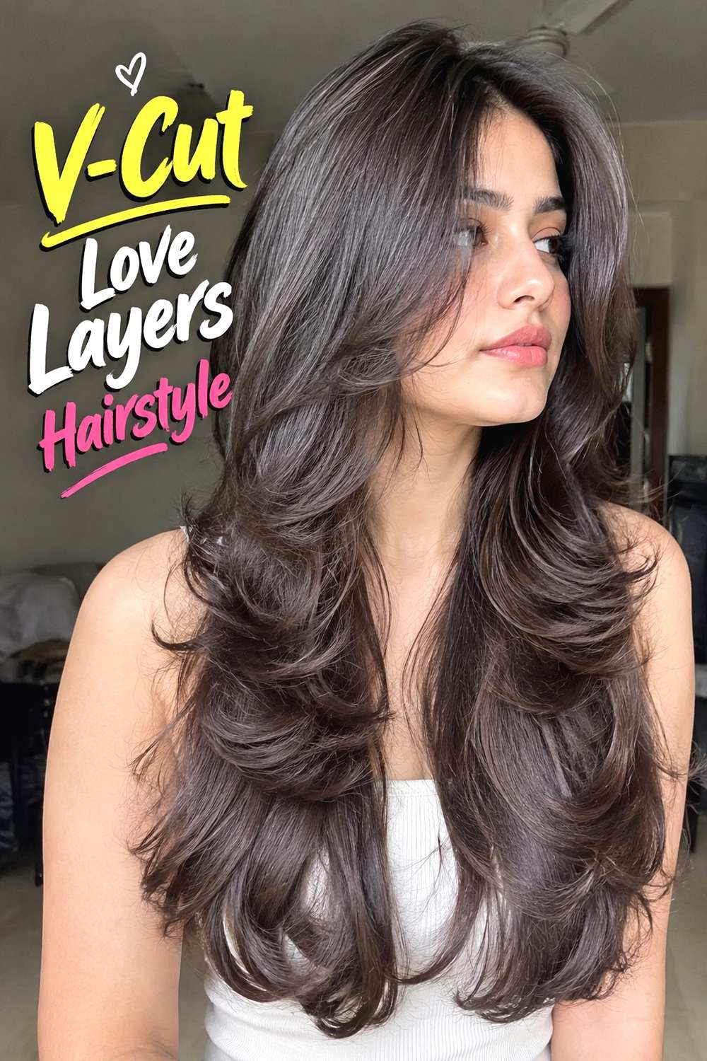 9. V Cut Love Layers Hairstyle