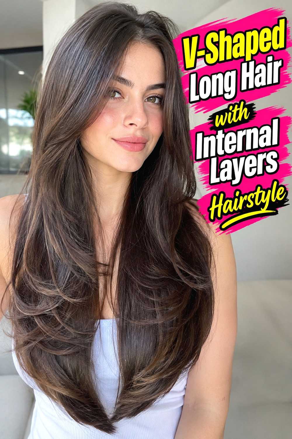 16. V Shaped Long Hair With Internal Layers Hairstyle