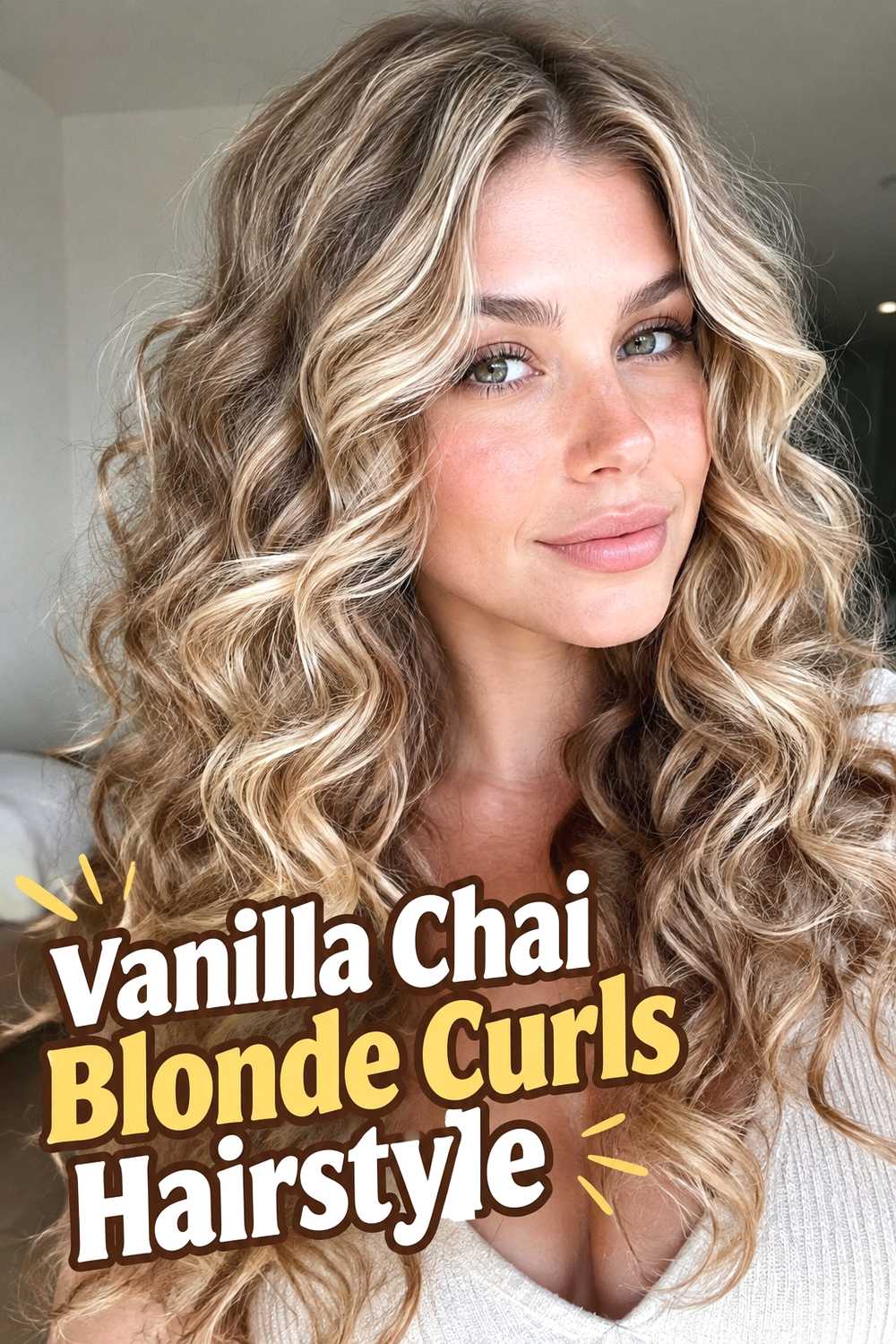 11. Vanilla Chai Blonde Curls Hairstyle