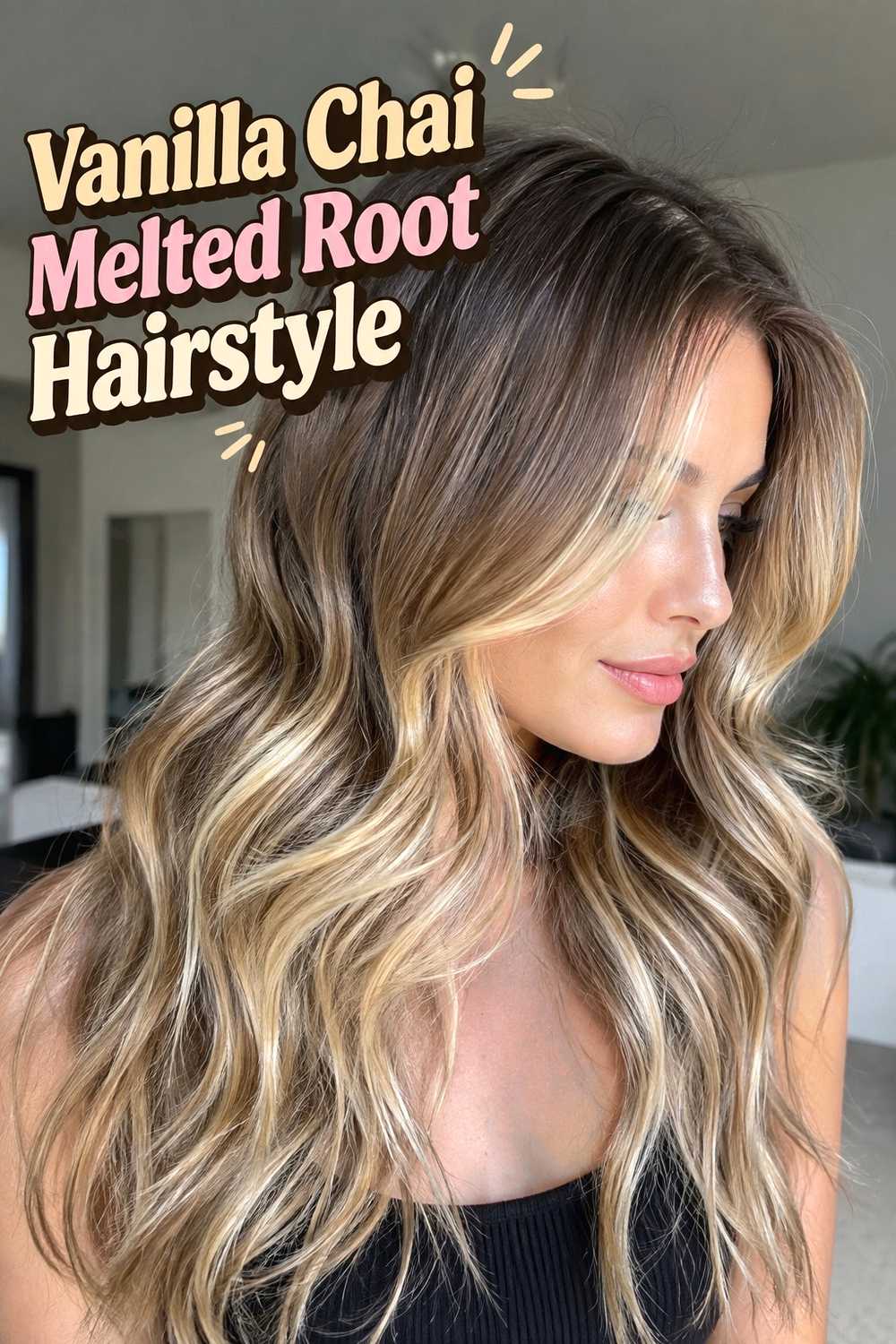 14. Vanilla Chai Melted Root Hairstyle