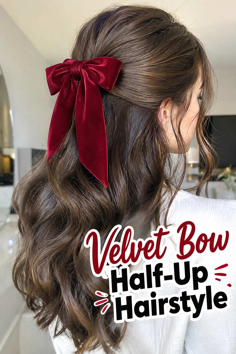 Velvet Bow Half-Up Hairstyle