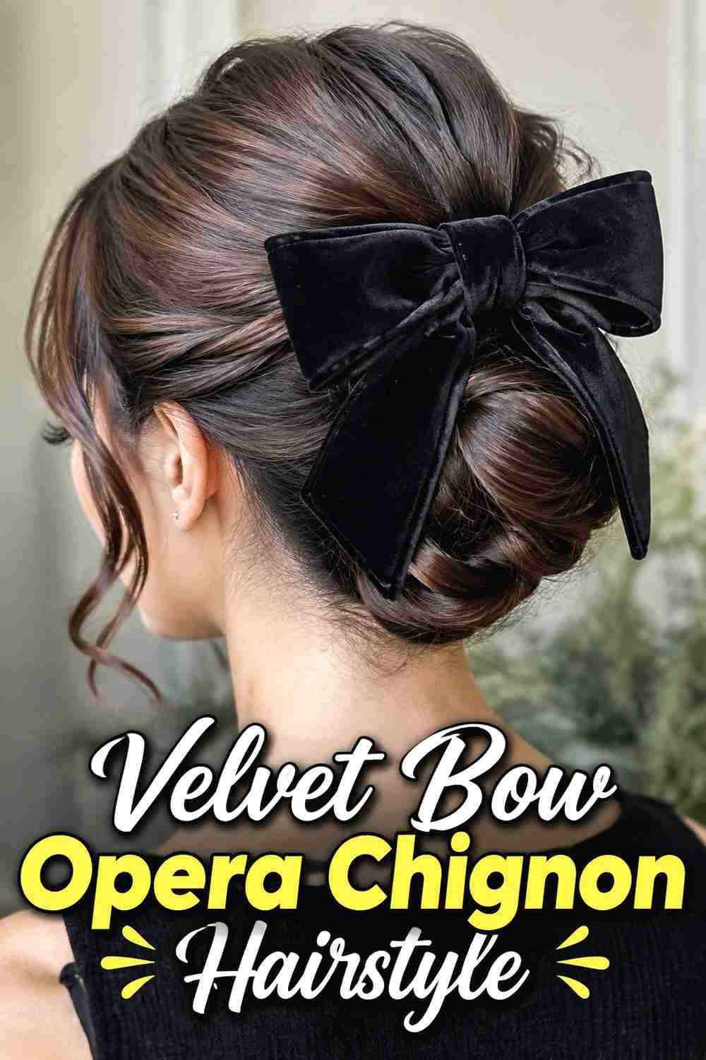 6. Velvet Bow Opera Chignon Hairstyle
