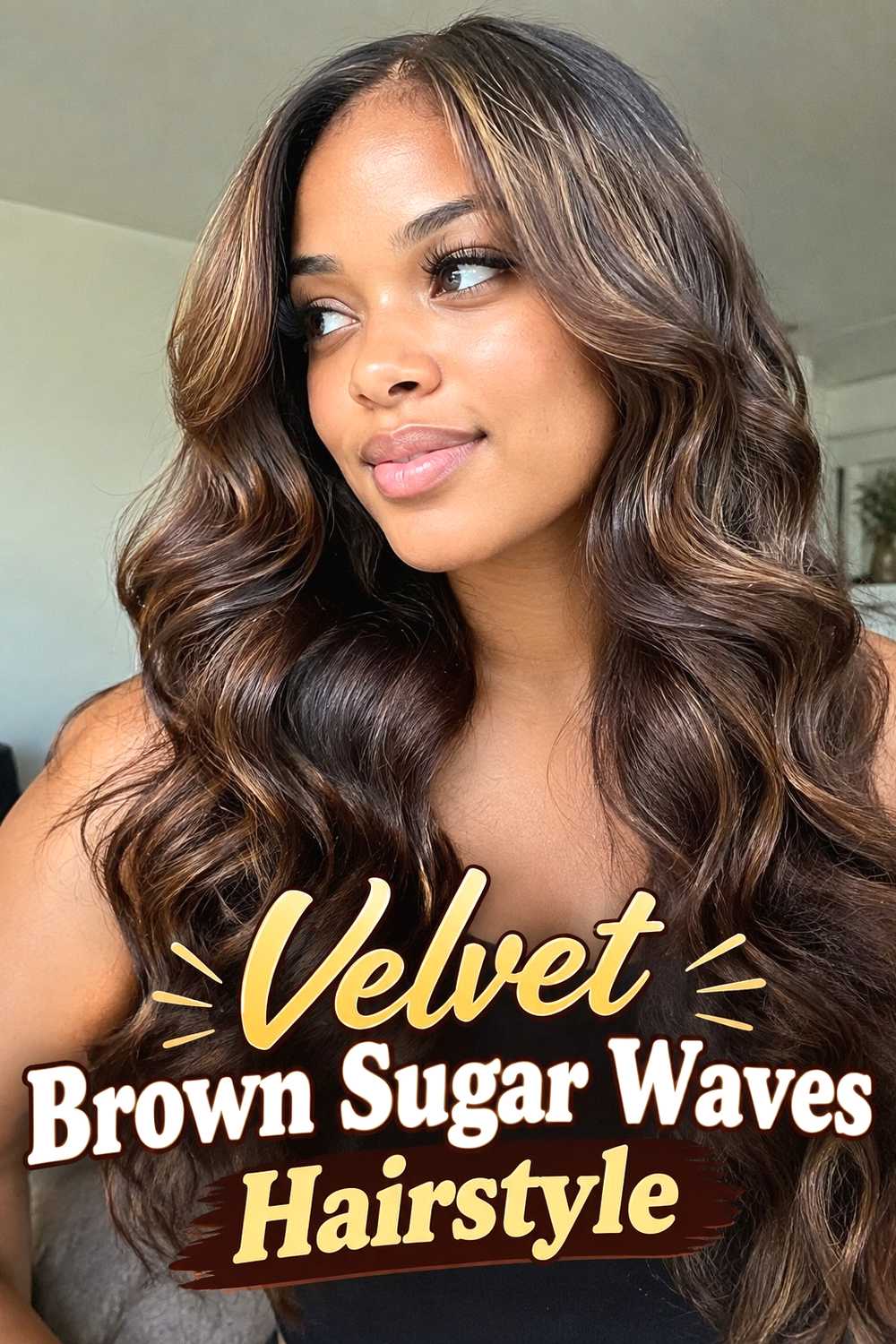 15. Velvet Brown Sugar Waves Hairstyle