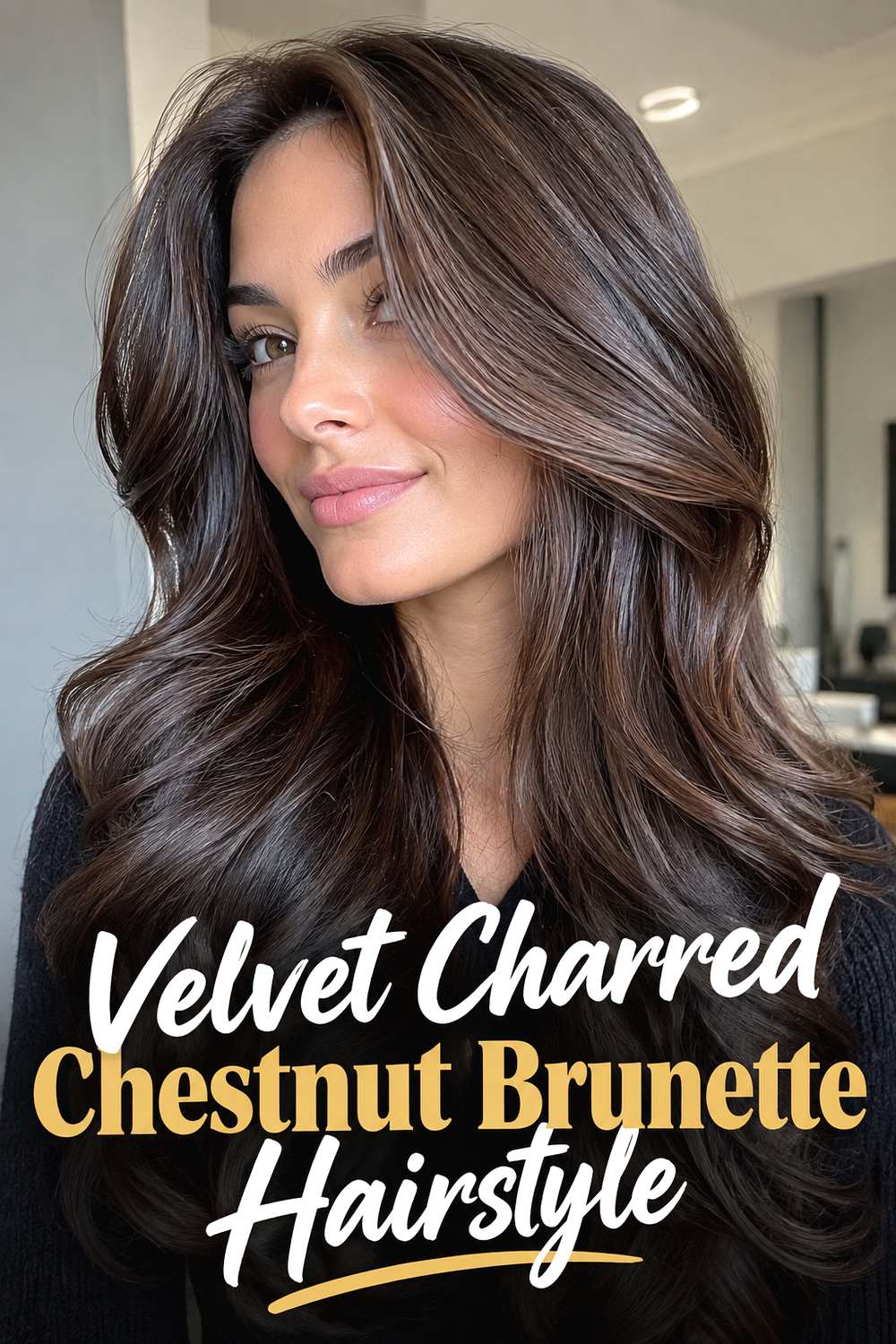 Velvet Charred Chestnut Brunette Hairstyle