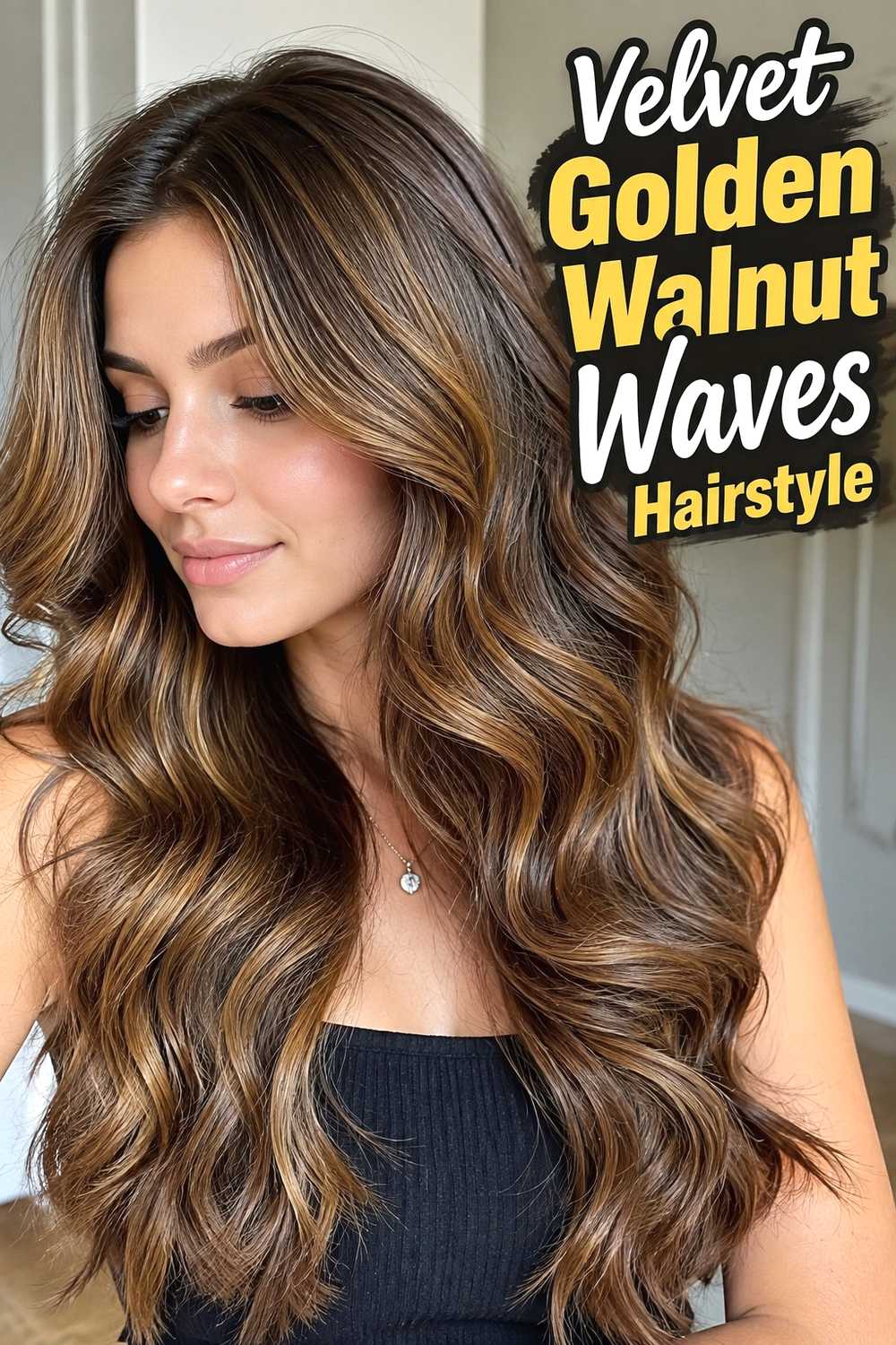 19. Velvet Golden Walnut Waves Hairstyle