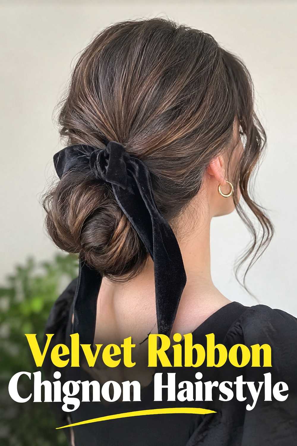 8. Velvet Ribbon Chignon Hairstyle