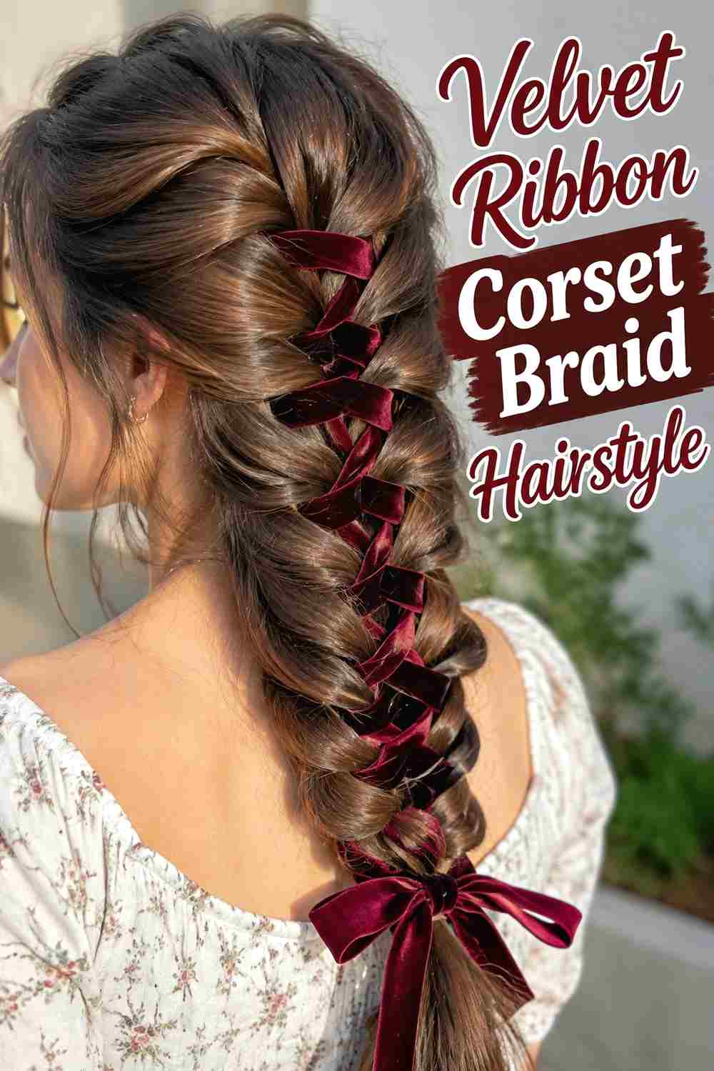 10. Velvet Ribbon Corset Braid Hairstyle