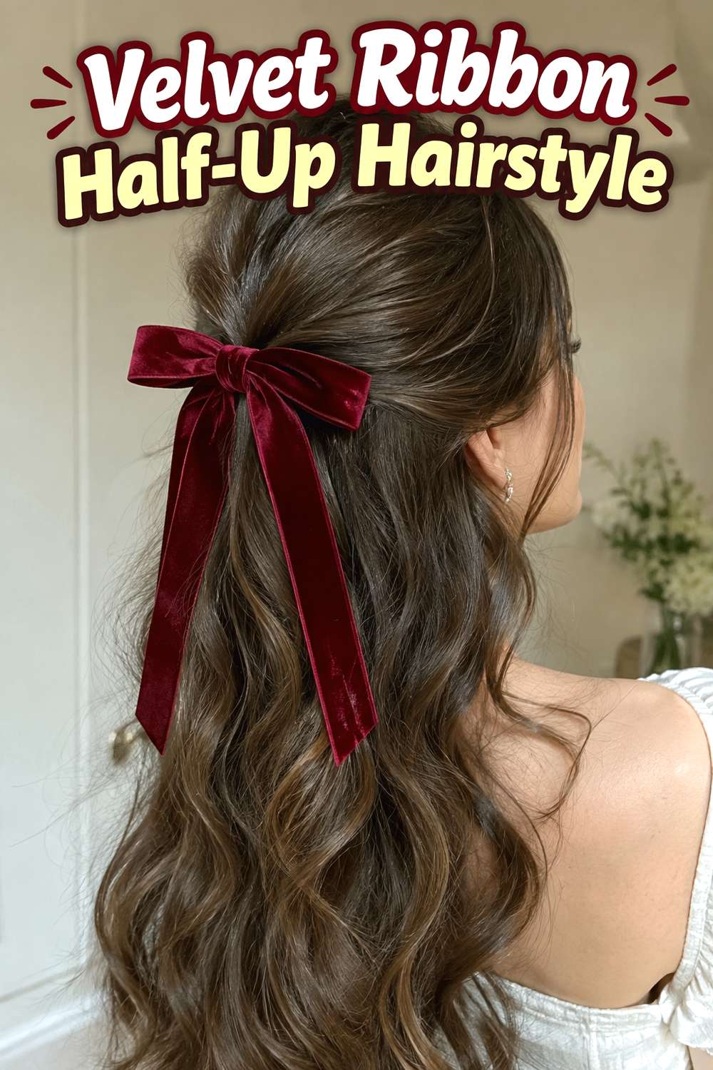 Velvet Ribbon Half-Up Hairstyle
