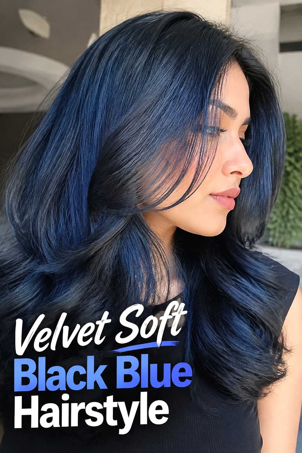 14. Velvet Soft Black Blue Hairstyle