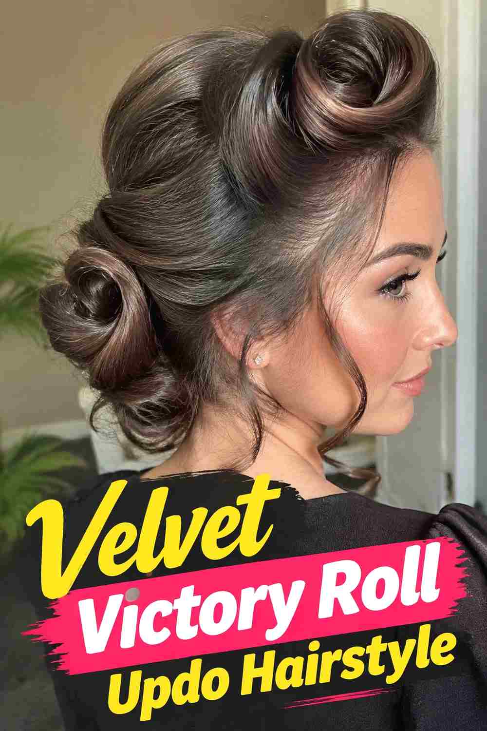 1. Velvet Victory Roll Updo Hairstyle