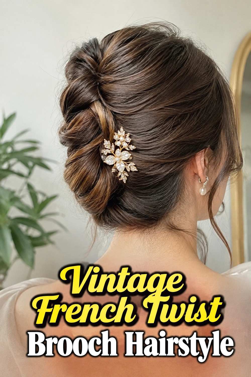 3. Vintage French Twist Brooch Hairstyle