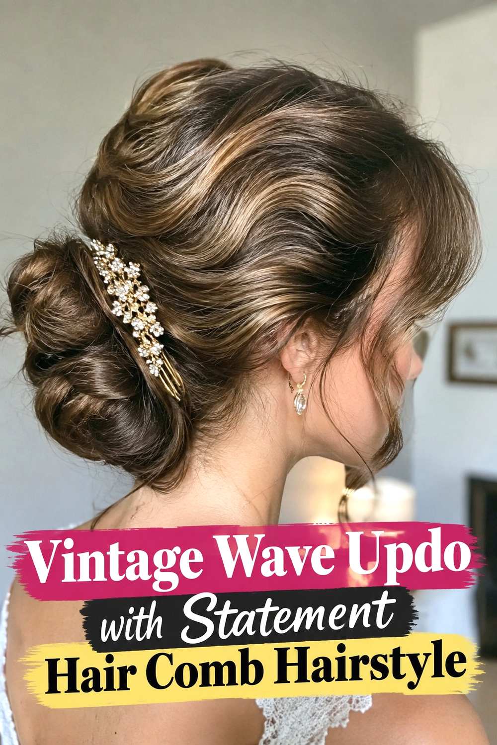 17. Vintage Wave Updo With Statement Hair Comb Hairstyle