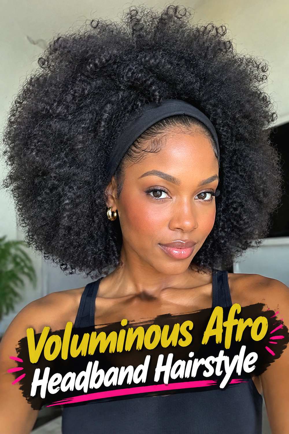 Voluminous Afro Headband Hairstyle