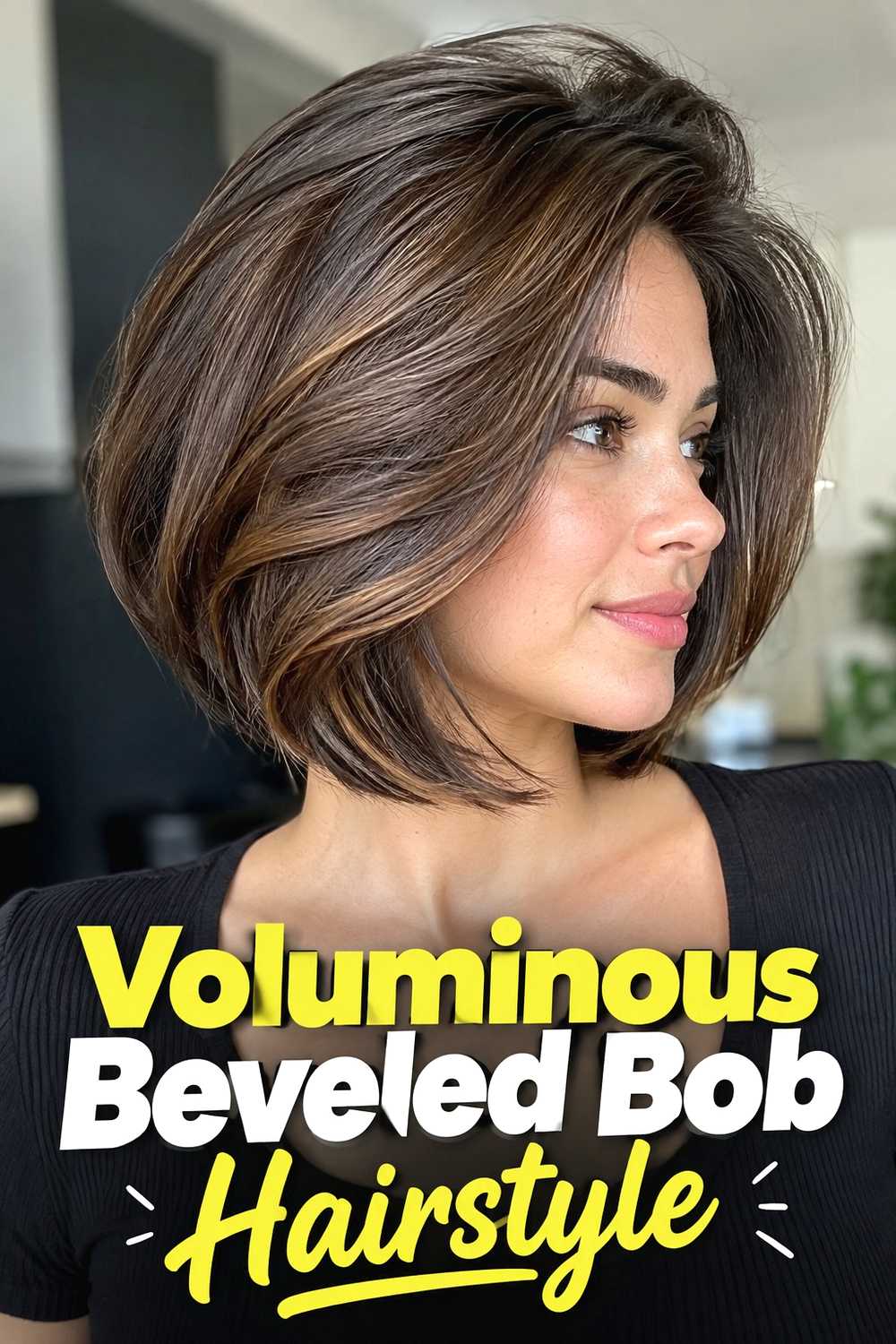 11. Voluminous Beveled Bob Hairstyle
