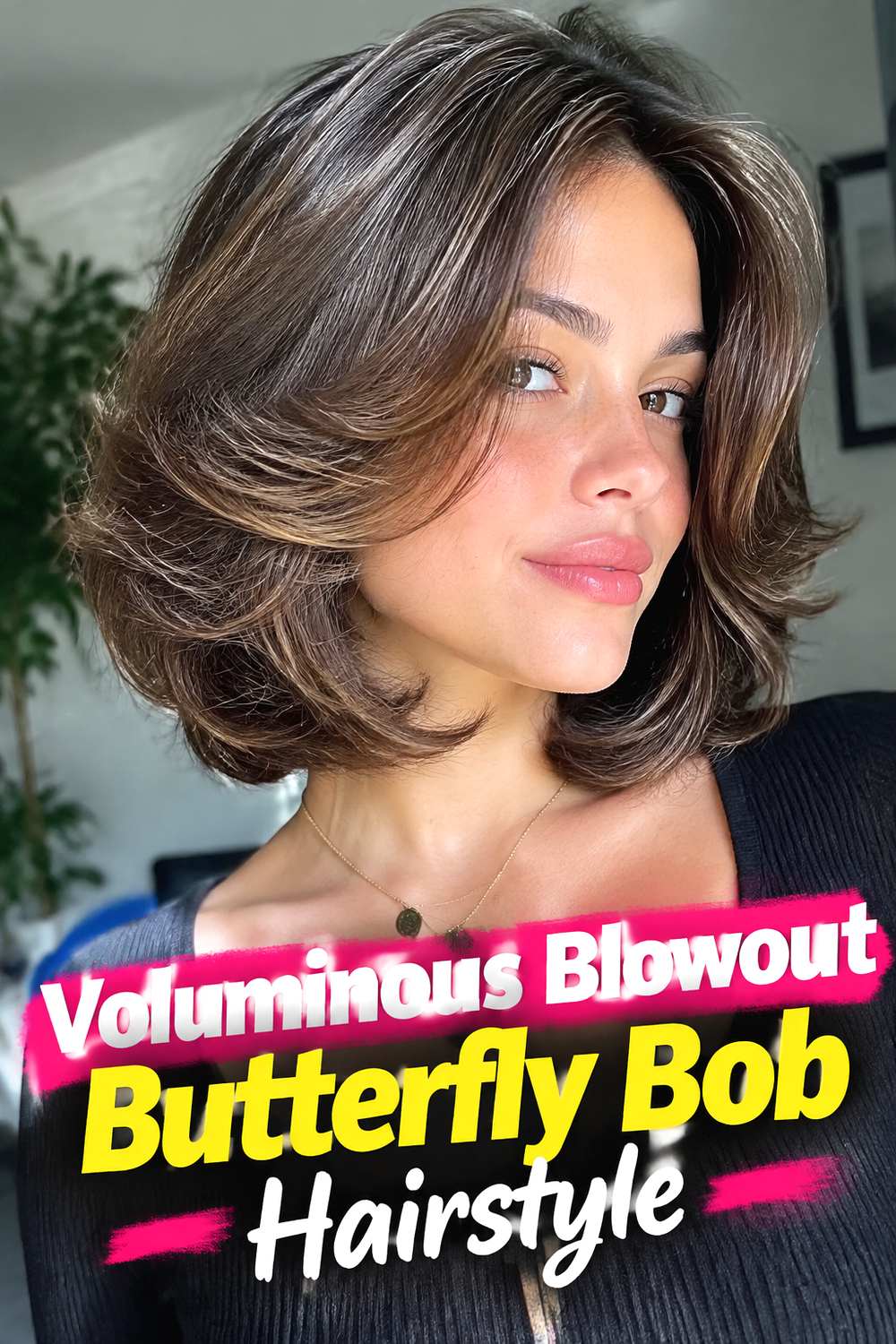 Voluminous Blowout Butterfly Bob Hairstyle