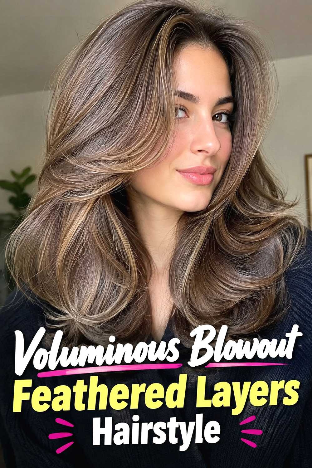 13. Voluminous Blowout Feathered Layers Hairstyle