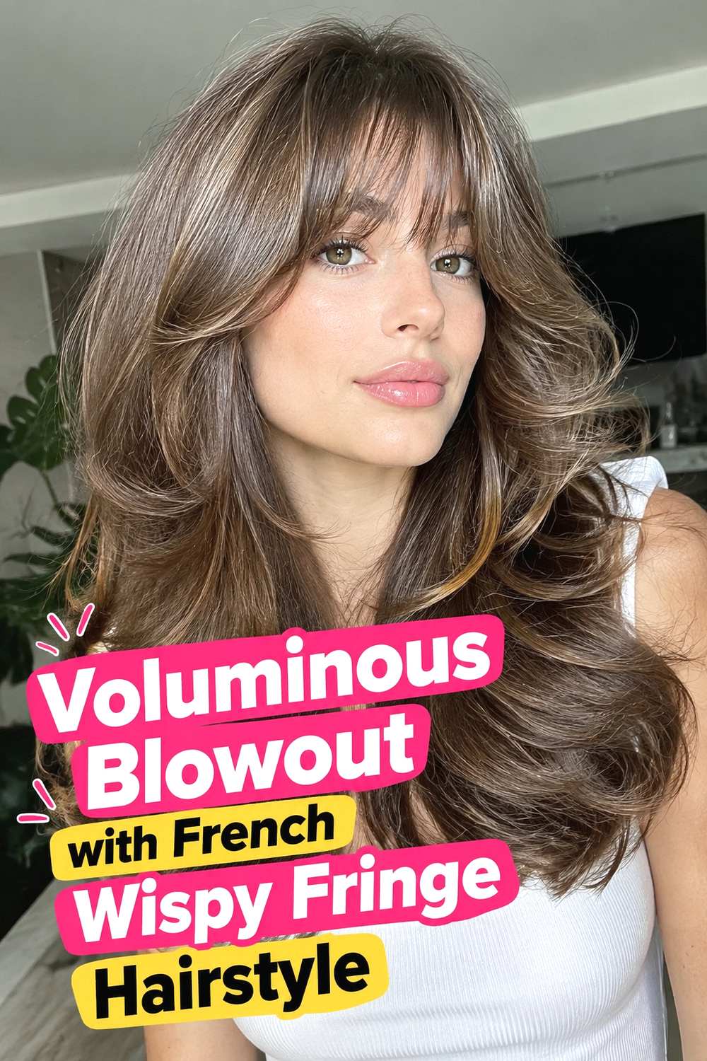 12. Voluminous Blowout With French Wispy Fringe Hairstyle