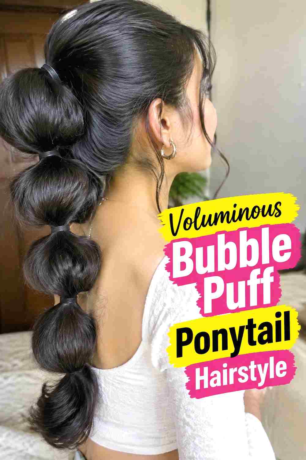 6. Voluminous Bubble Puff Ponytail Hairstyle