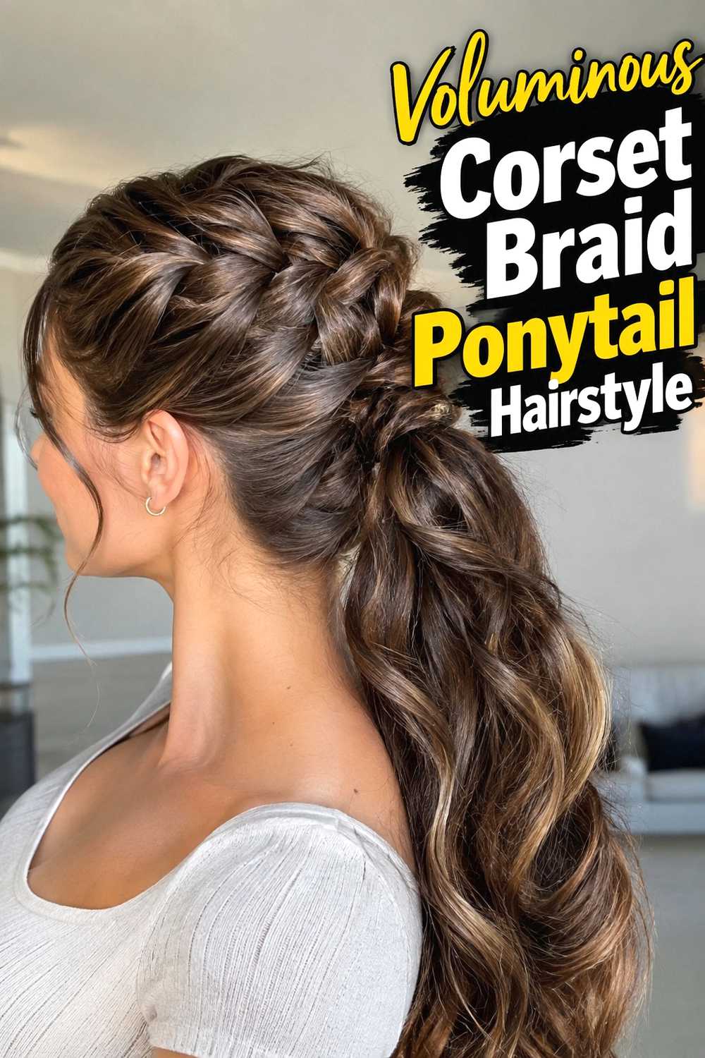 12. Voluminous Corset Braid Ponytail Hairstyle