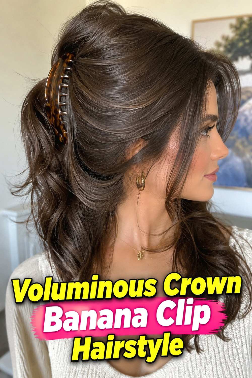 2. Voluminous Crown Banana Clip Hairstyle