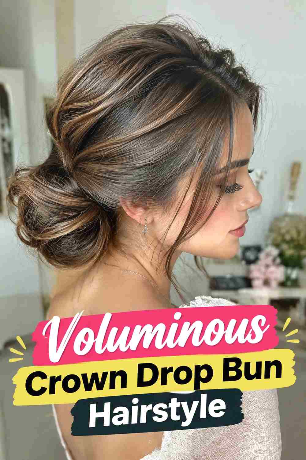 20. Voluminous Crown Drop Bun Hairstyle