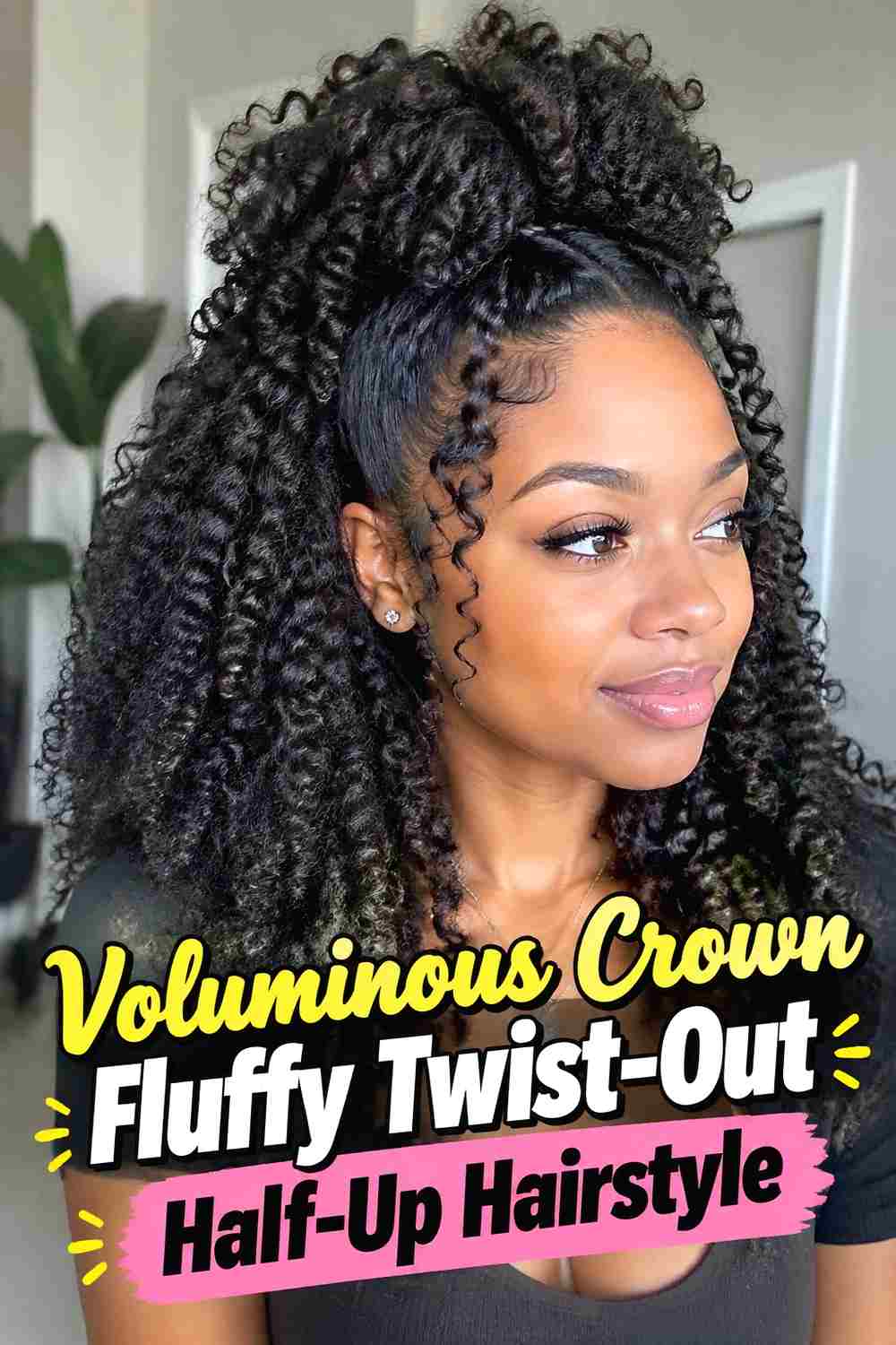 18. Voluminous Crown Fluffy Twist Out Half Up Hairstyle