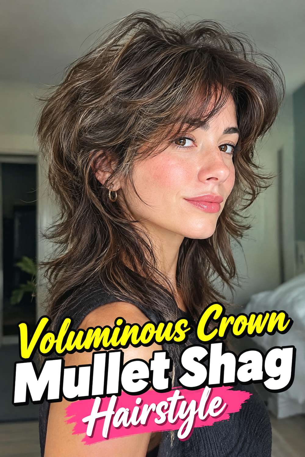Voluminous Crown Mullet Shag Hairstyle