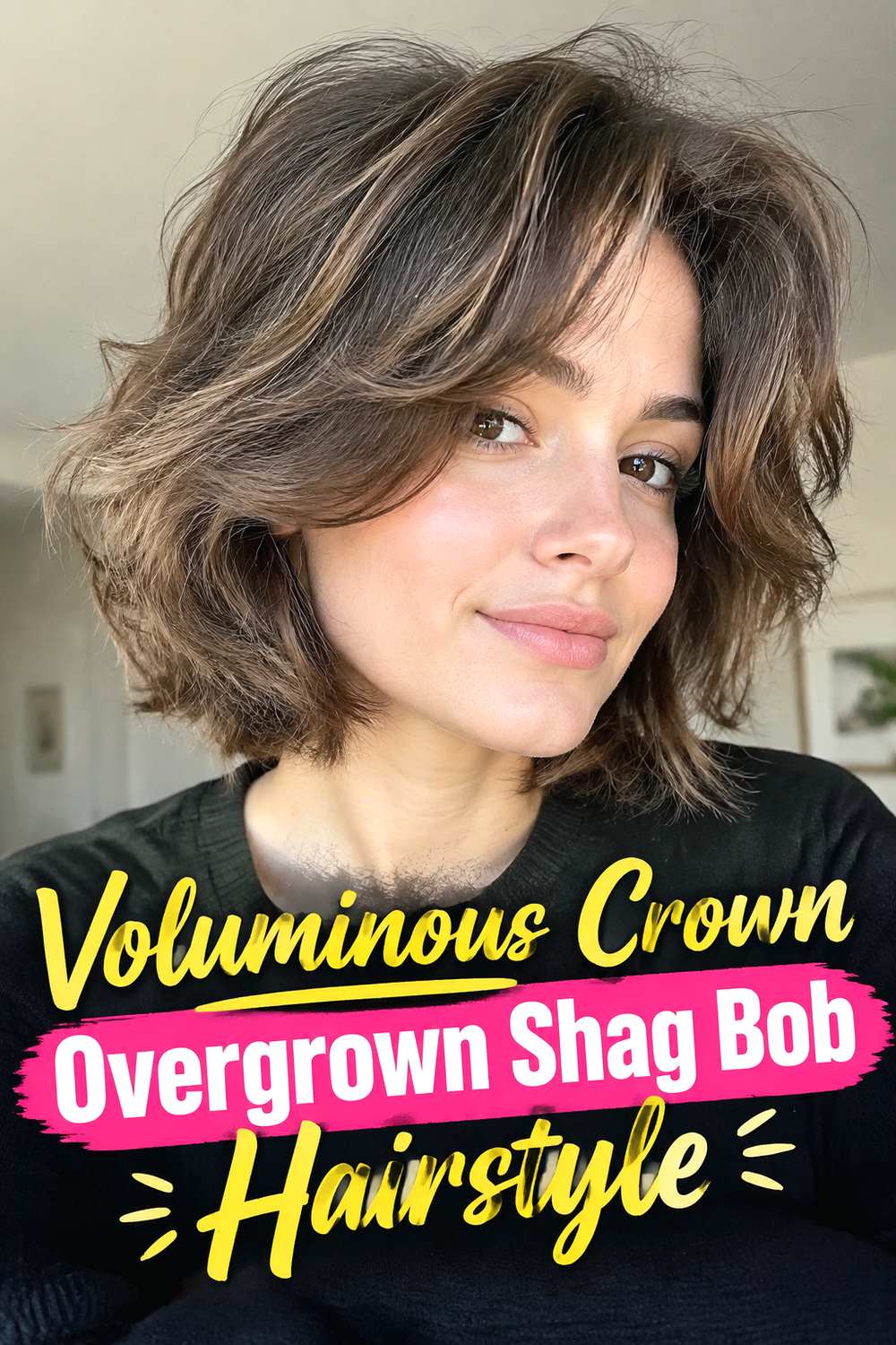 Voluminous Crown Overgrown Shag Bob Hairstyle