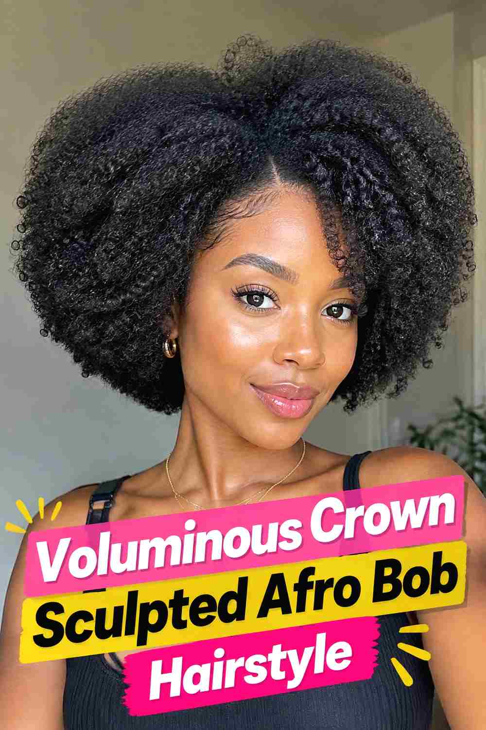 11. Voluminous Crown Sculpted Afro Bob Hairstyle