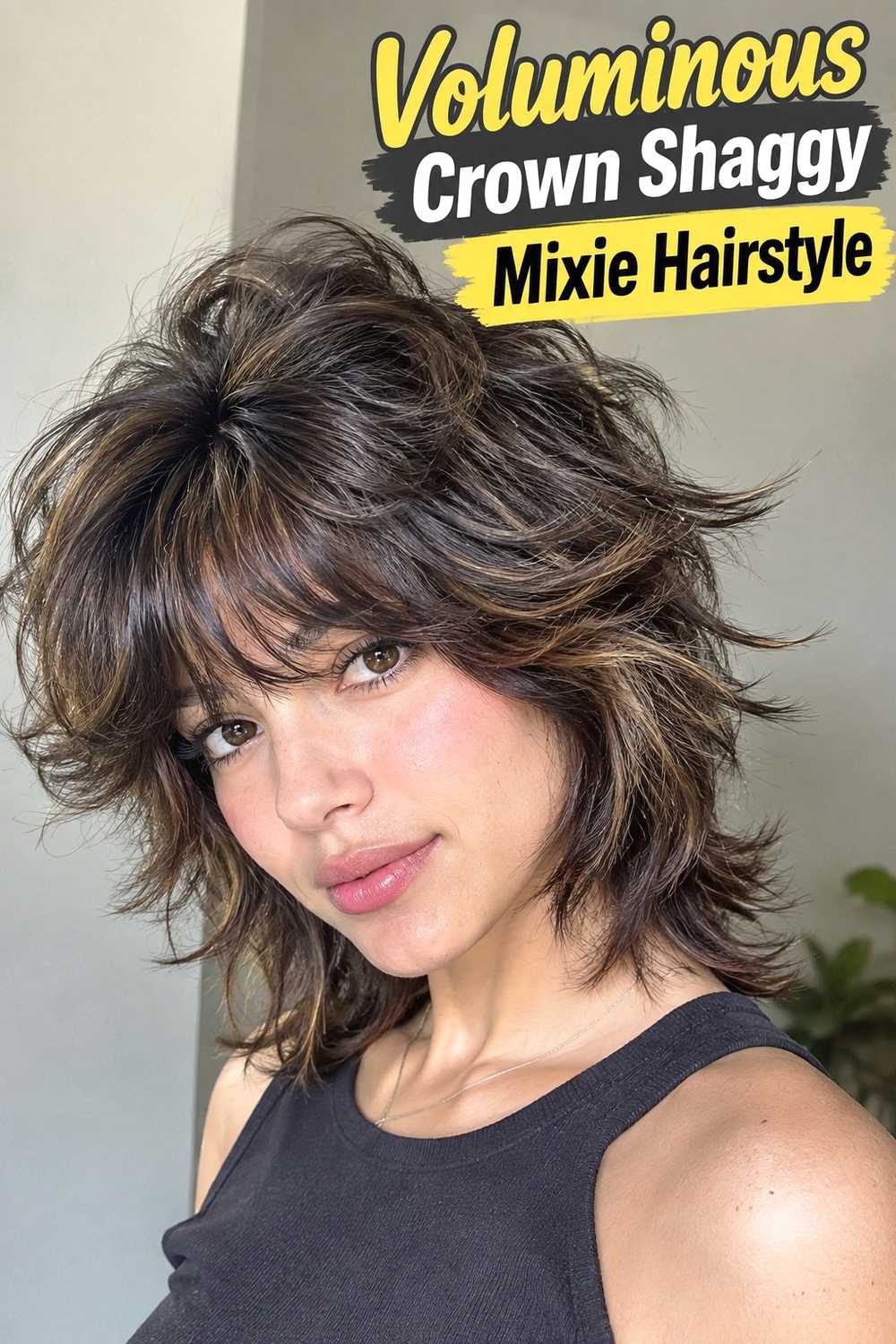 10. Voluminous Crown Shaggy Mixie Hairstyle