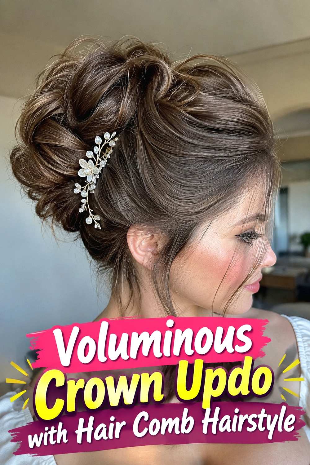5. Voluminous Crown Updo With Hair Comb Hairstyle