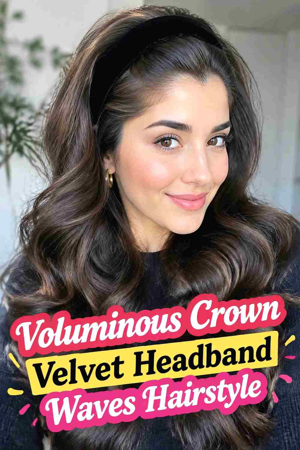 11. Voluminous Crown Velvet Headband Waves Hairstyle