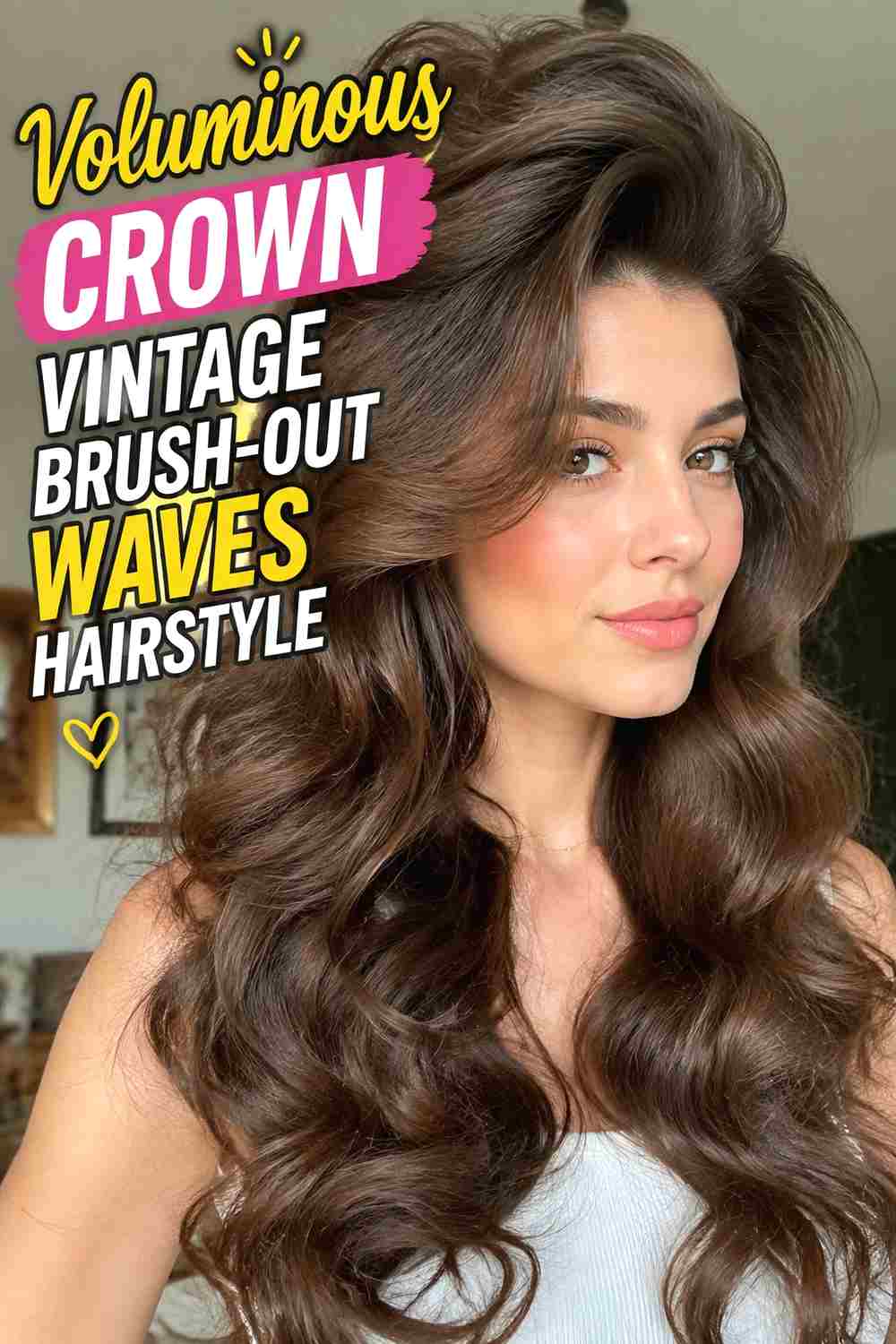 10. Voluminous Crown Vintage Brush Out Waves Hairstyle