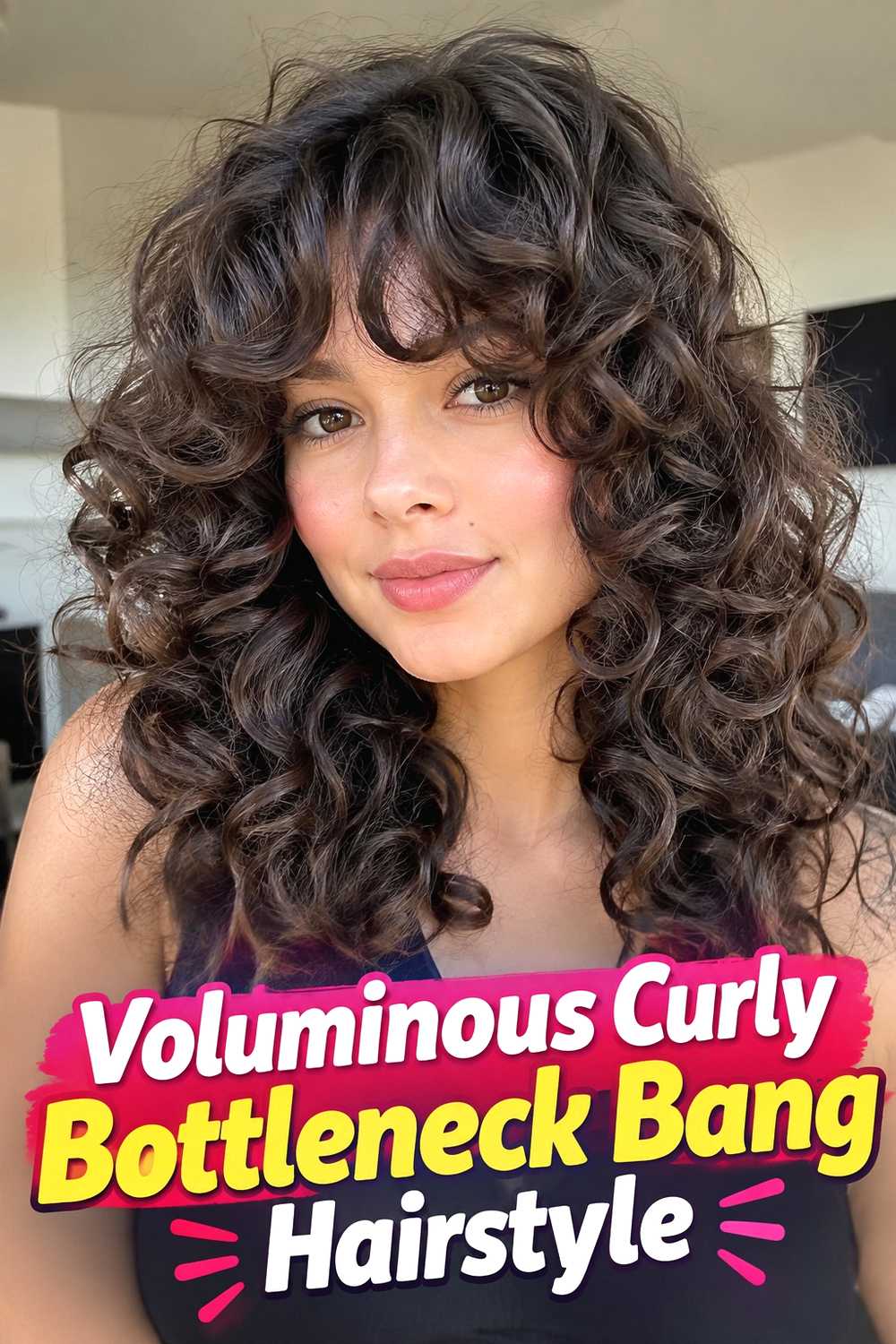 11. Voluminous Curly Bottleneck Bang Hairstyle