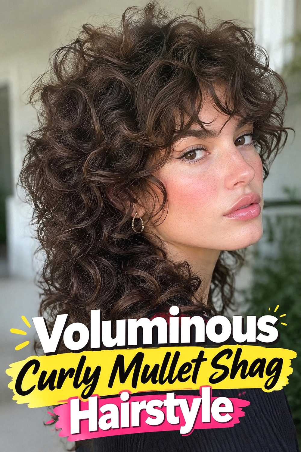 7. Voluminous Curly Mullet Shag Hairstyle