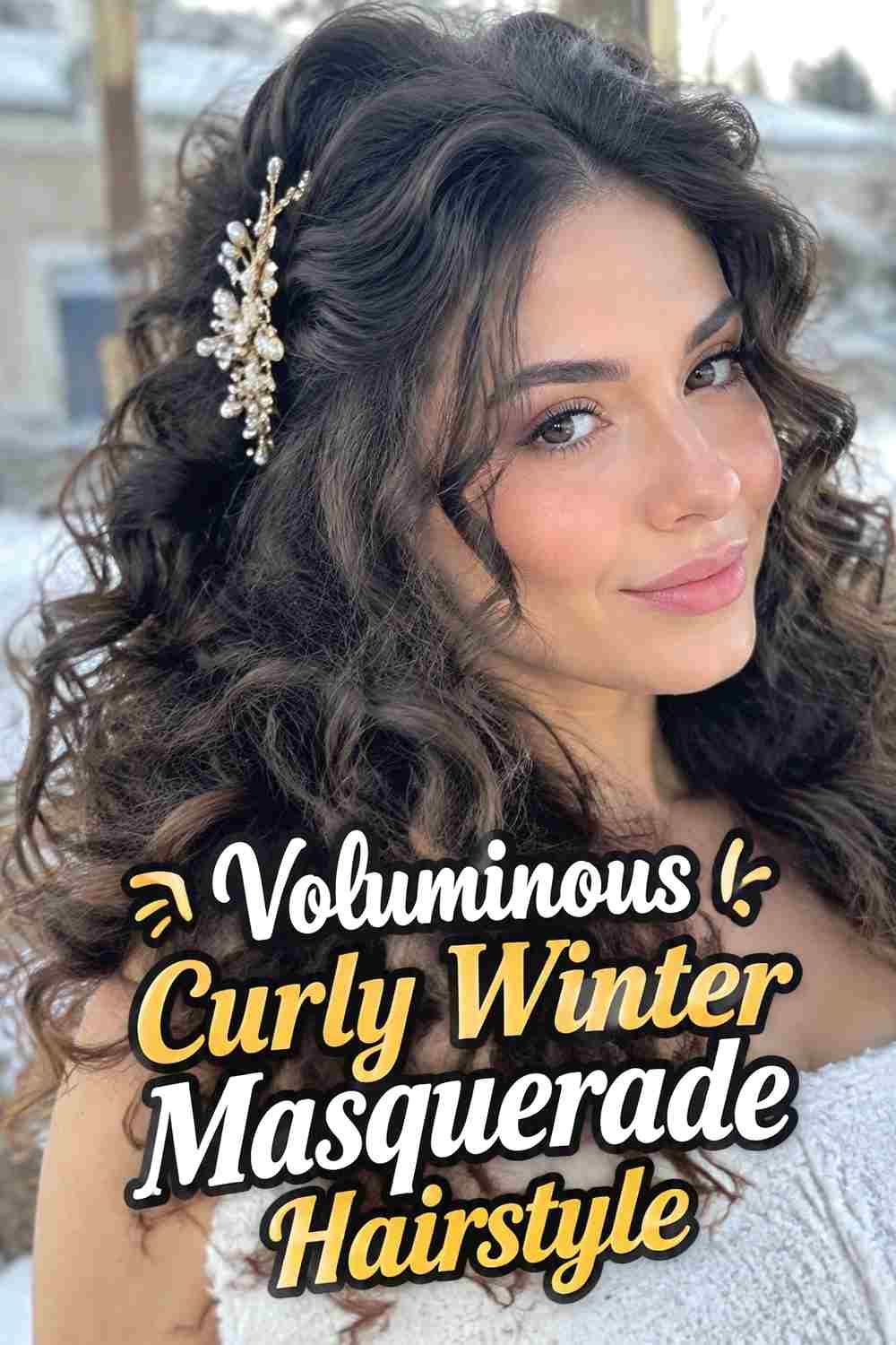 15. Voluminous Curly Winter Masquerade Hairstyle