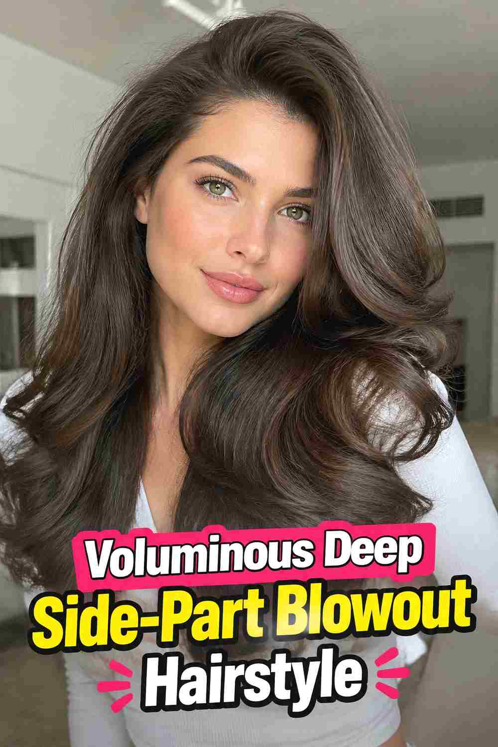 2. Voluminous Deep Side Part Blowout Hairstyle