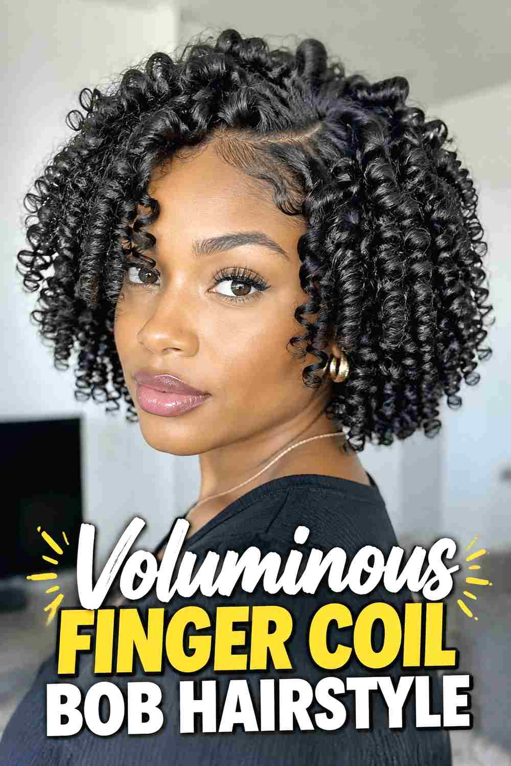9. Voluminous Finger Coil Bob Hairstyle