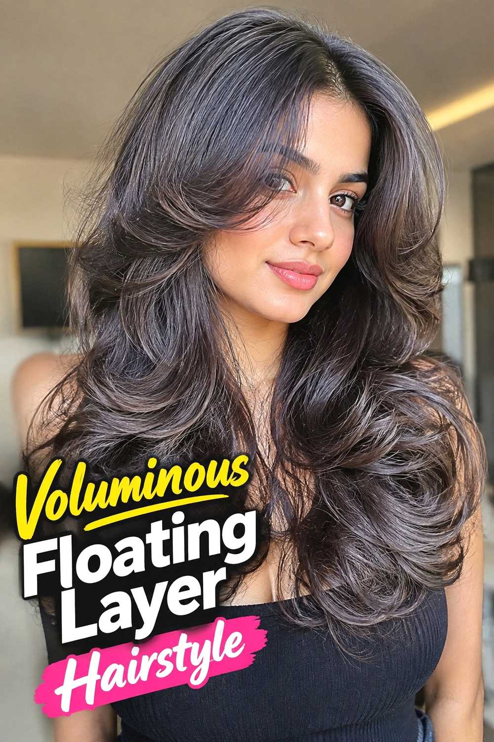 18. Voluminous Floating Layer Hairstyle
