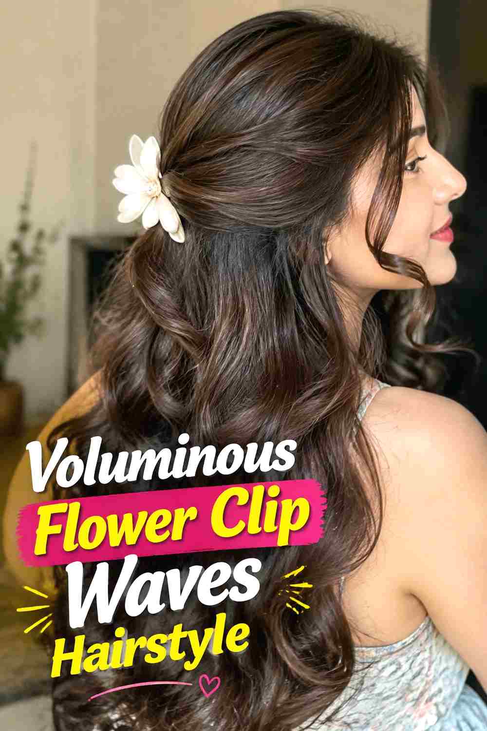 10. Voluminous Flower Clip Waves Hairstyle
