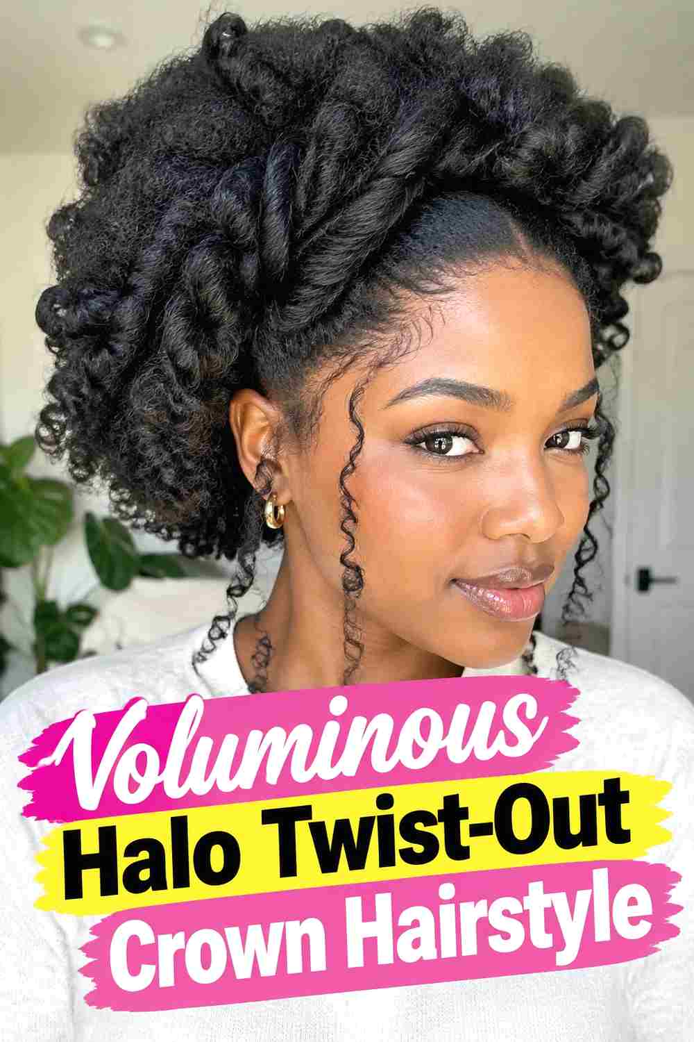 2. Voluminous Halo Twist Out Crown Hairstyle